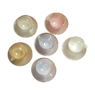 6 vintage cups Arcopal Harlequin model