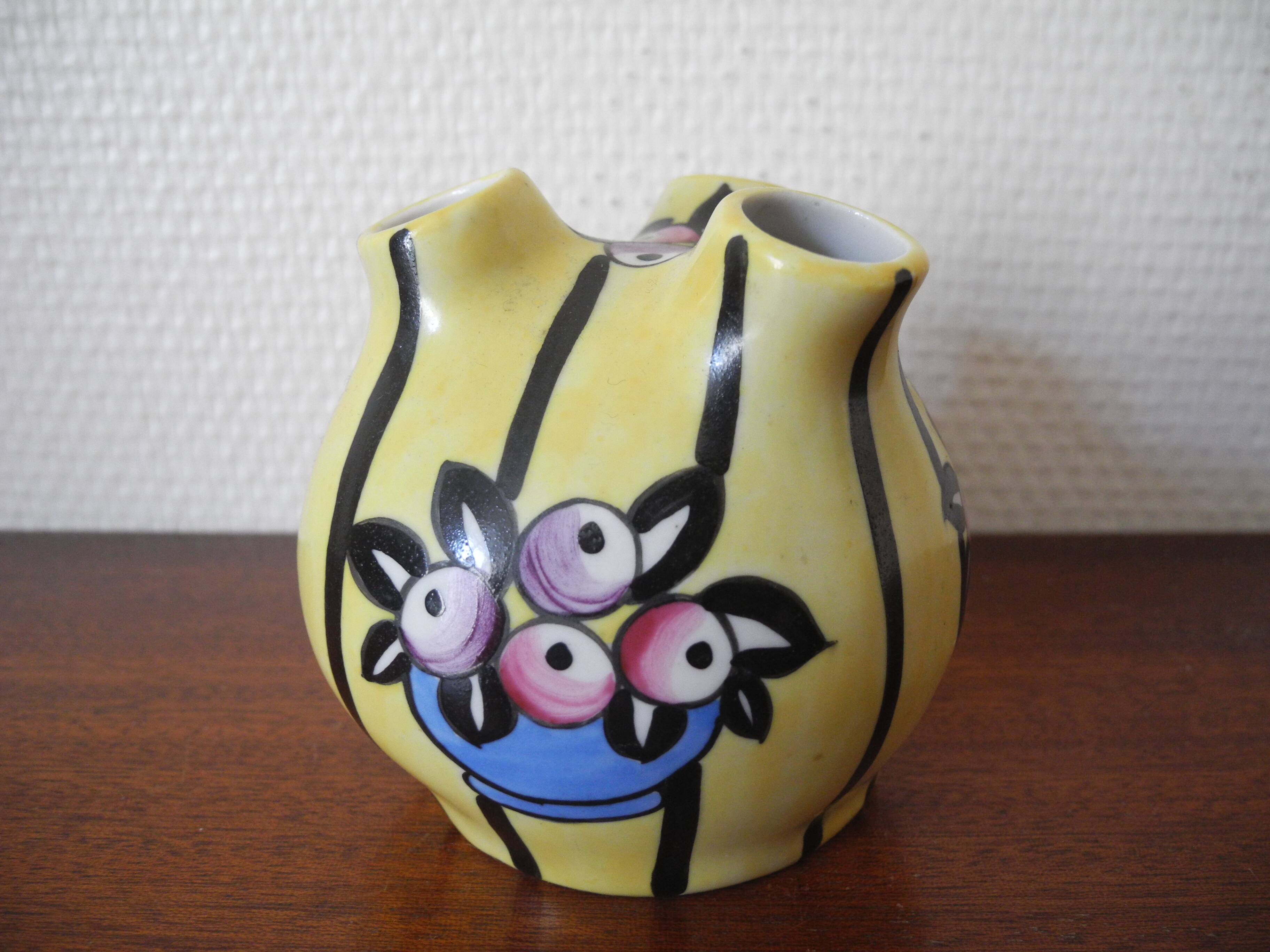 Old porcelain flower vase Gabriel Fourmaintraux Desvres