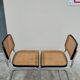 Pair of chairs by Marcel Breuer in black canework model B32 signed Italy