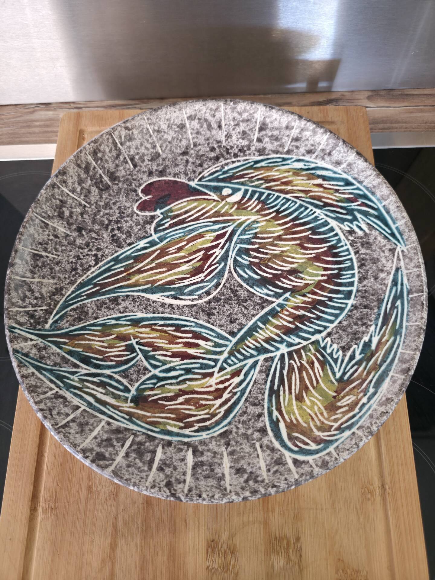 Fish plate Vallauris signed Borty, 1950s-60s