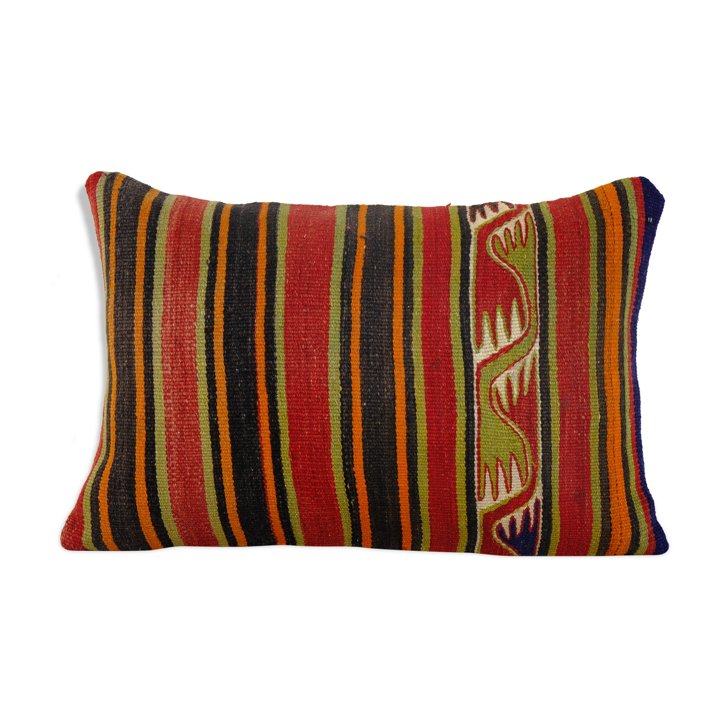 Striped Turkish Kilim Pillow Cover, Cottage Decor Kilim Lumbar Pillow Cover, Unique Patterned Throw