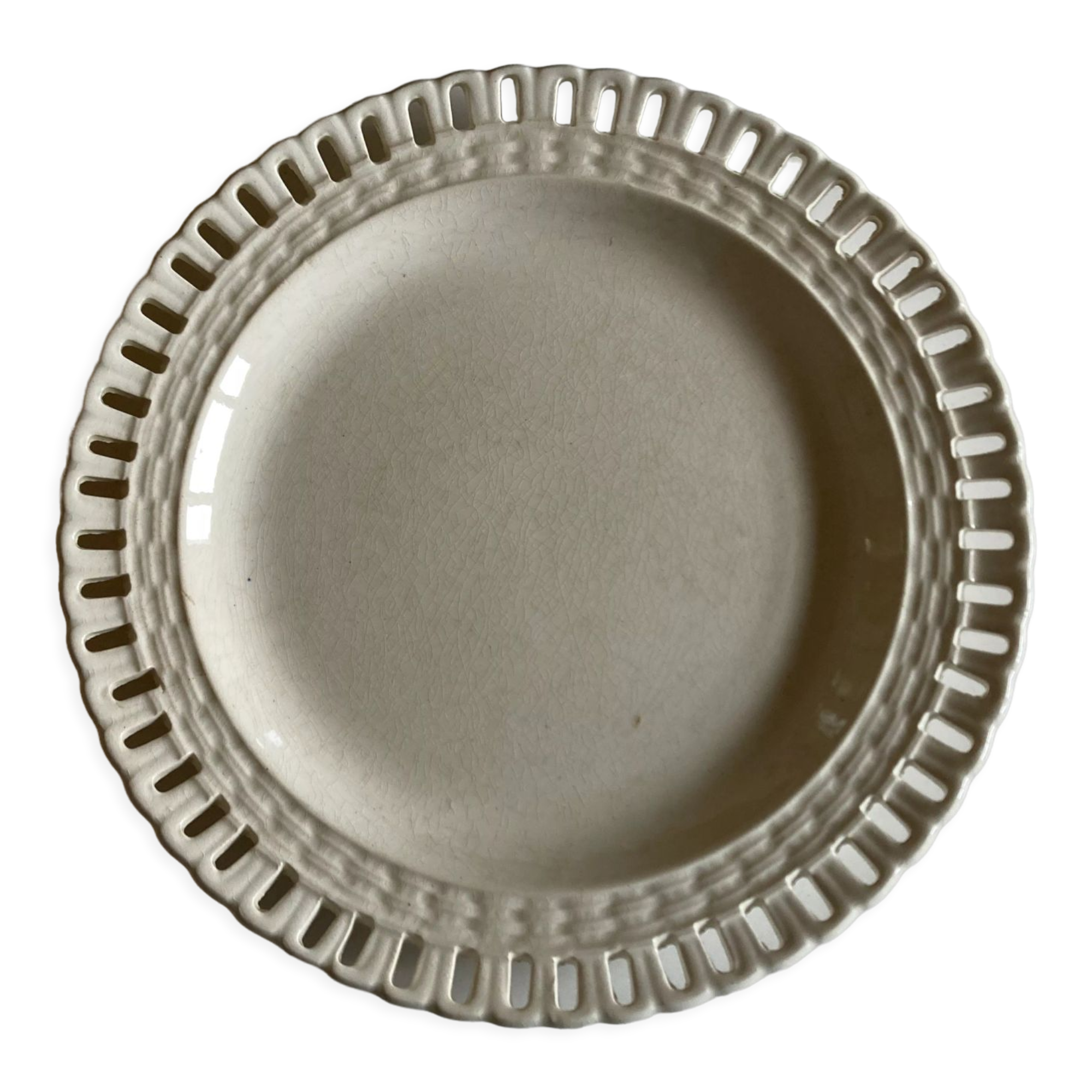 Openwork plate 19th earthenware terra de fer Lunéville