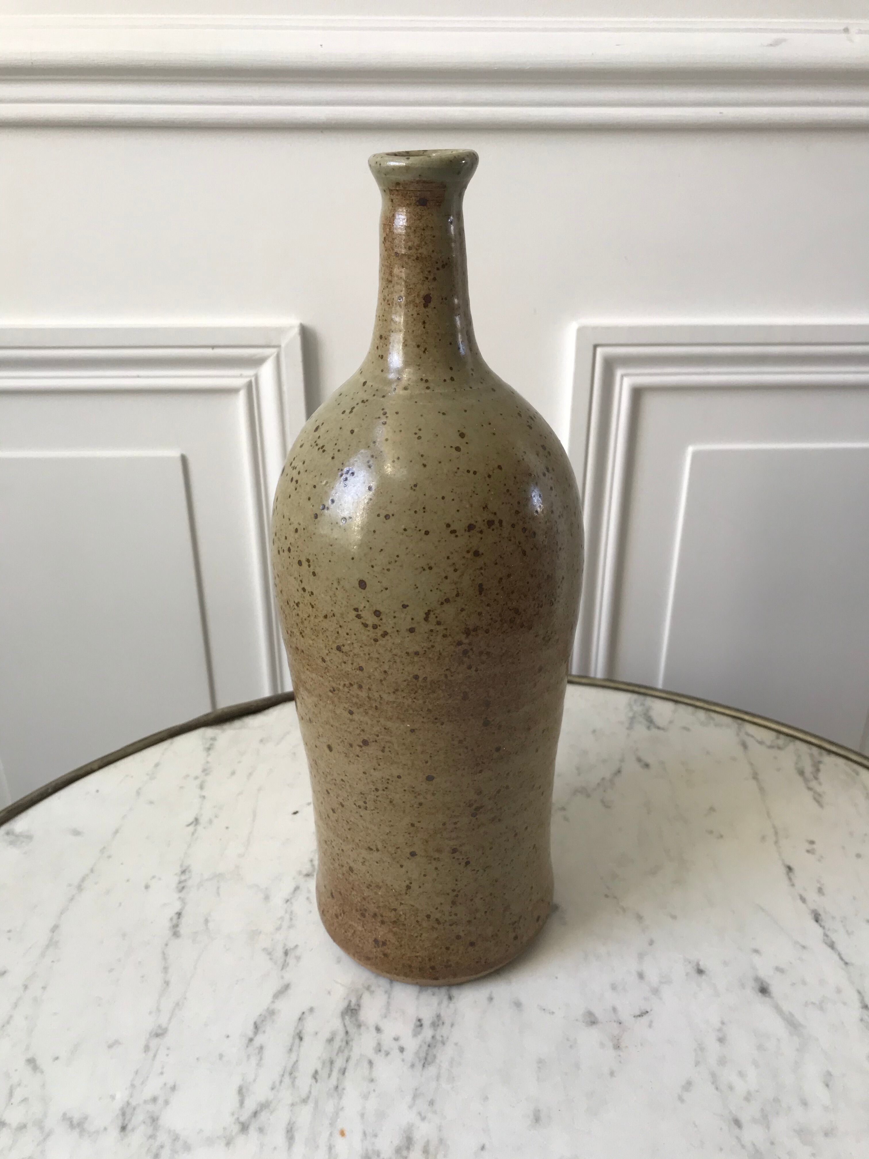 Ceramic bottle / stoneware / pottery vintage 70s signed