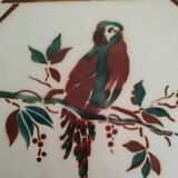 Ceramic dish mat with parrot decoration