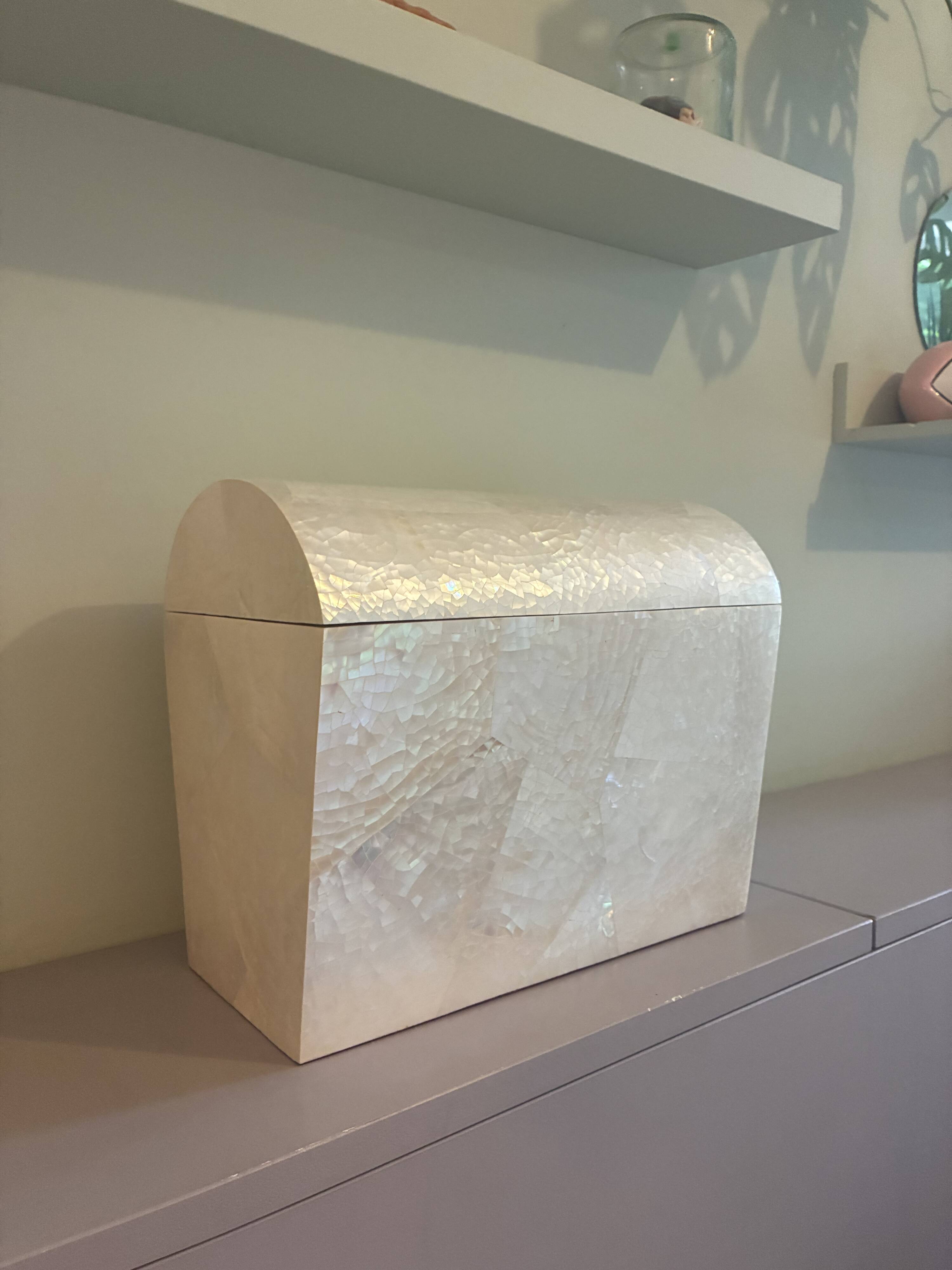 Incredible vintage large mother-of-pearl box.