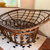 Papasan rotin  bois canapé 2-3 places