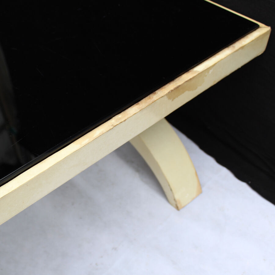 Black opaline and parchment coffee table