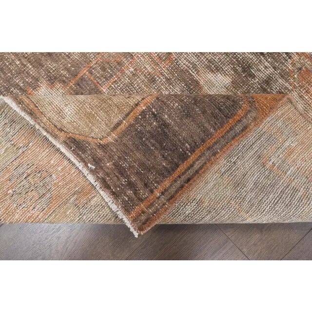 1960s Turkish Wool Hand-Knotted Runner Orange Rug 80x313