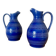 Set of two small 33 cl blue ceramic jugs.