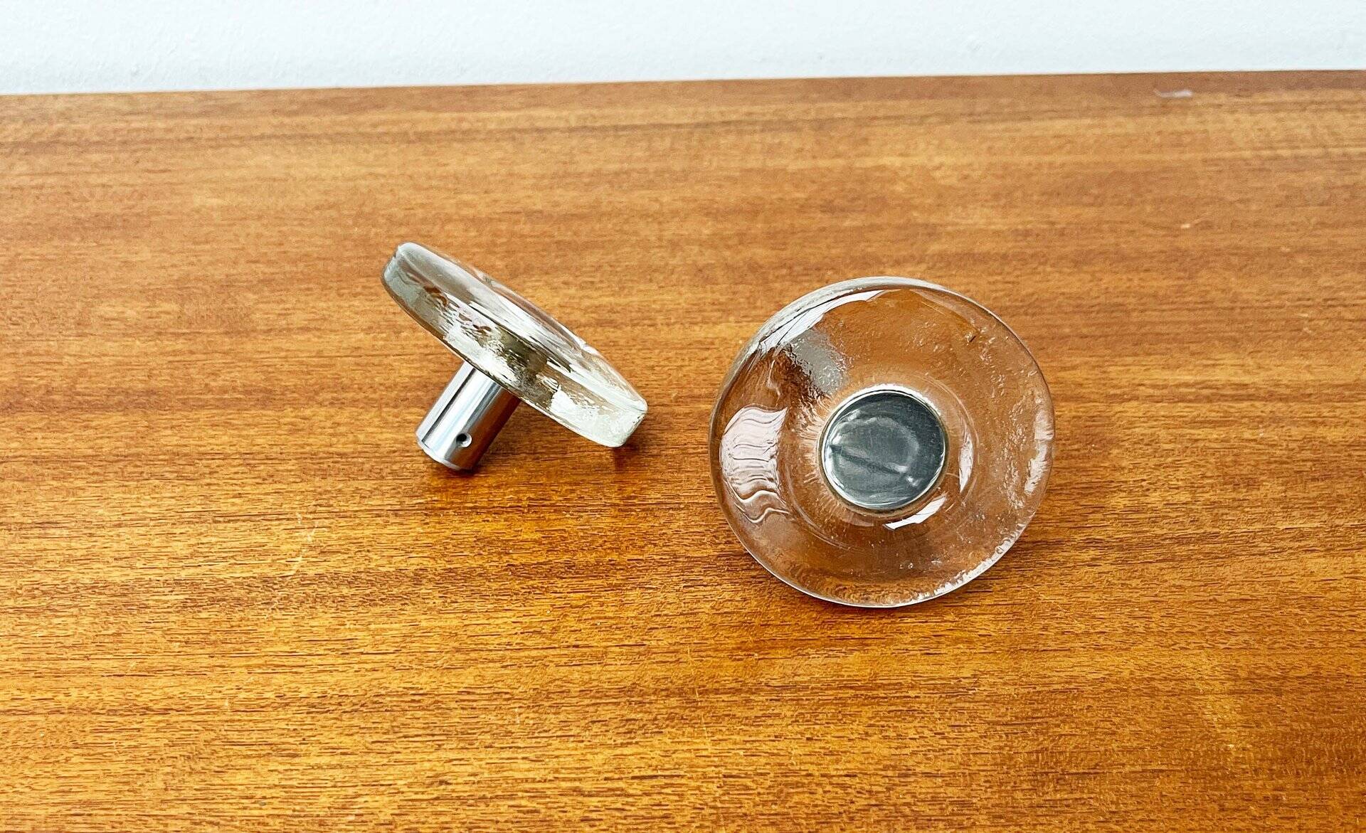 Mid-century modern glass and metal door handle from the space age, Germany, 1960s.