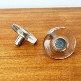 Mid-century modern glass and metal door handle from the space age, Germany, 1960s.