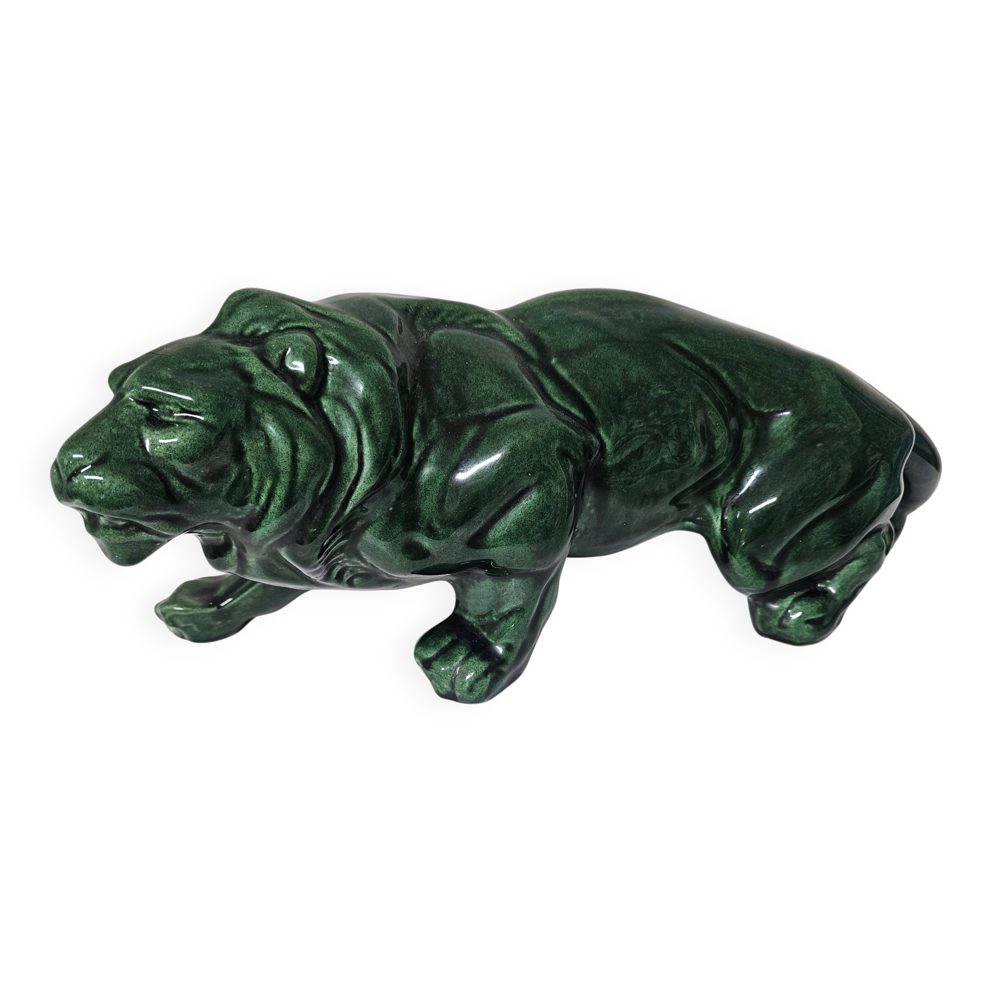 Lion en céramique Art Déco modèle Charles Lemanceau, France années 1930
