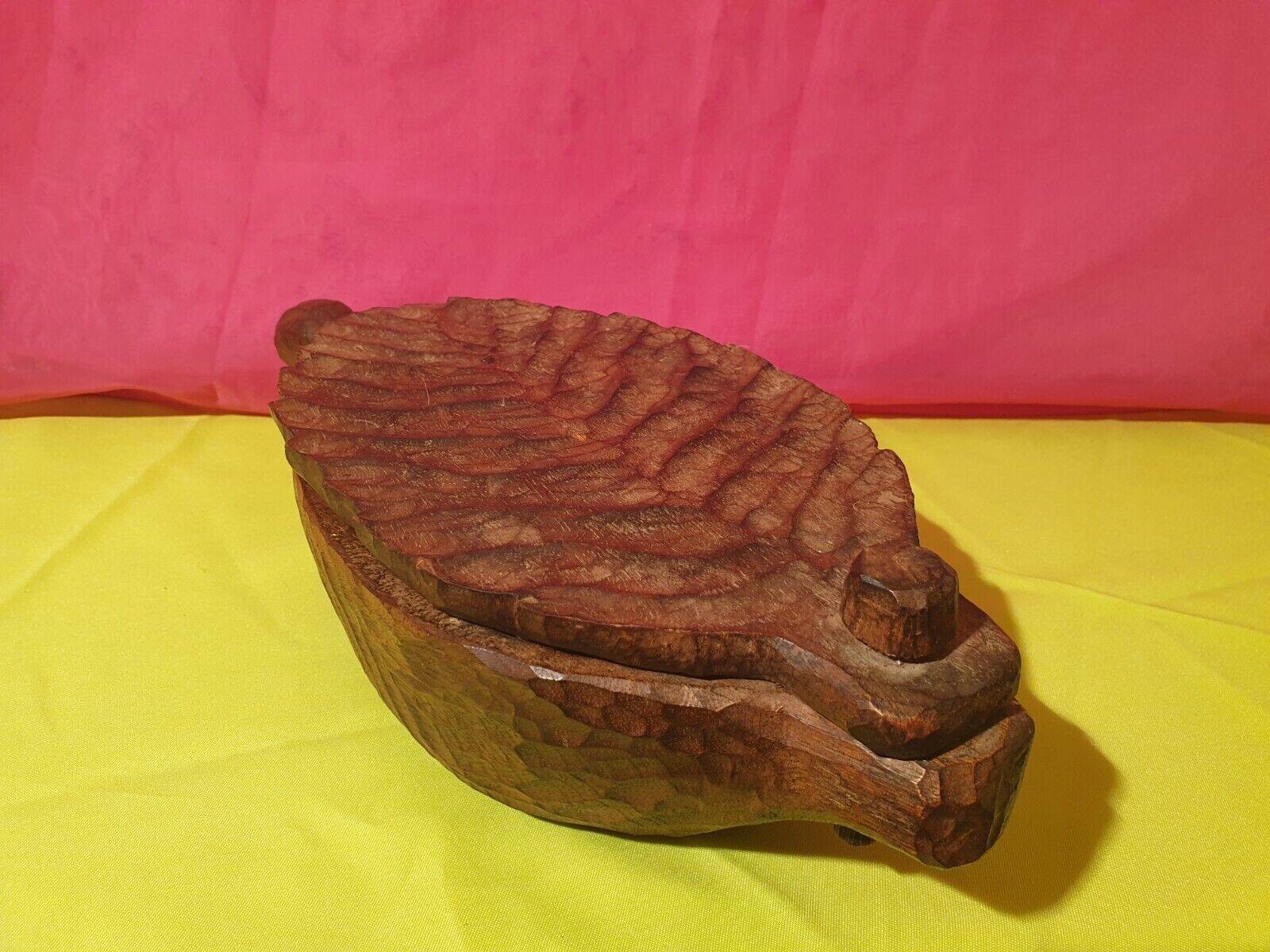 Rare folk art large old salt box carved wood