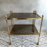 Vintage serving trolley brass, side table gold, bar trolley, coffee table