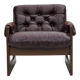 1970s, Scandinavian armchair, brown furniture leather, dark beech wood.