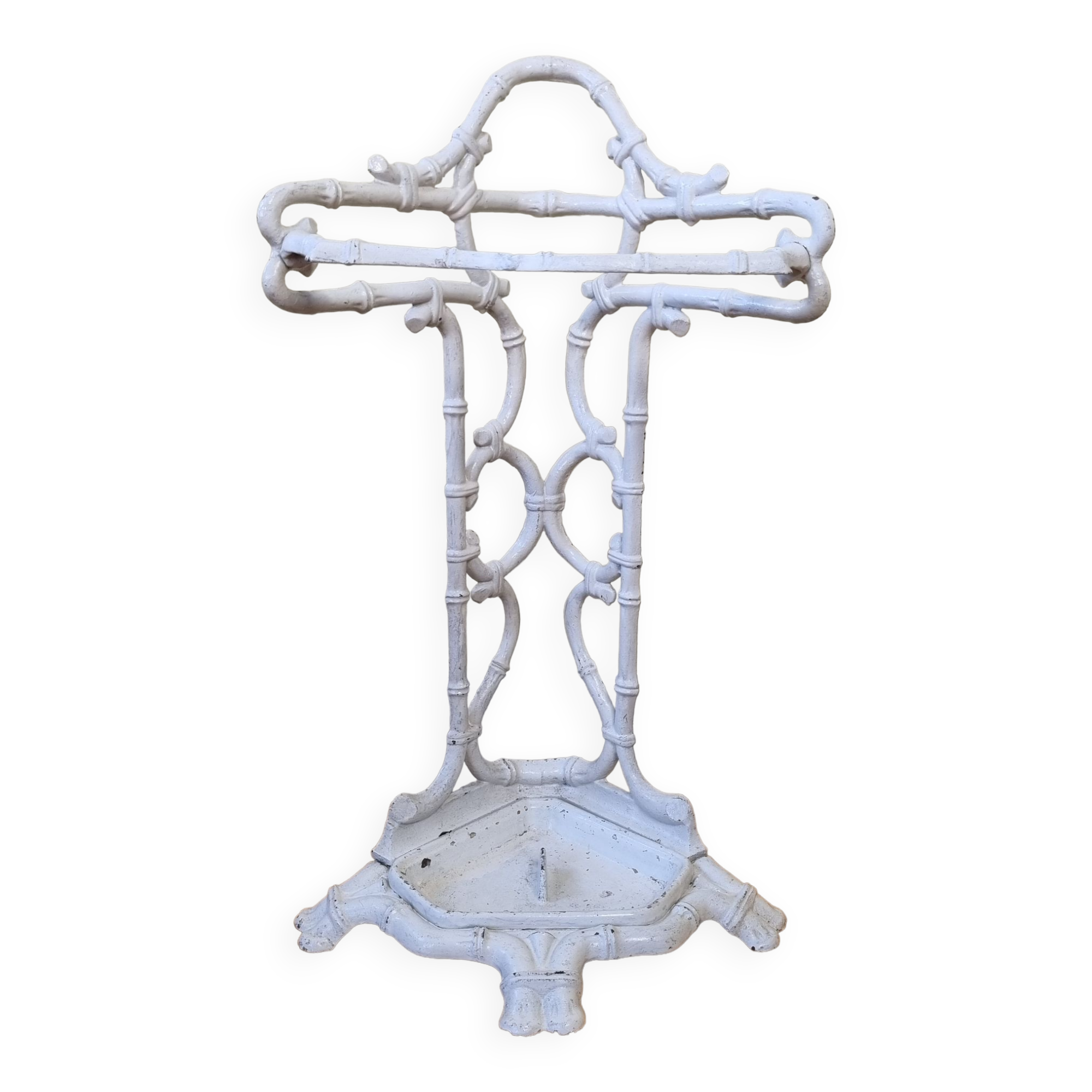Old Victorian umbrella stand, late nineteenth century in white lacquered cast iron