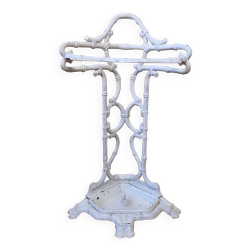 Ancien porte-parapluie victorien, fin XIXème en fonte laqué blanc