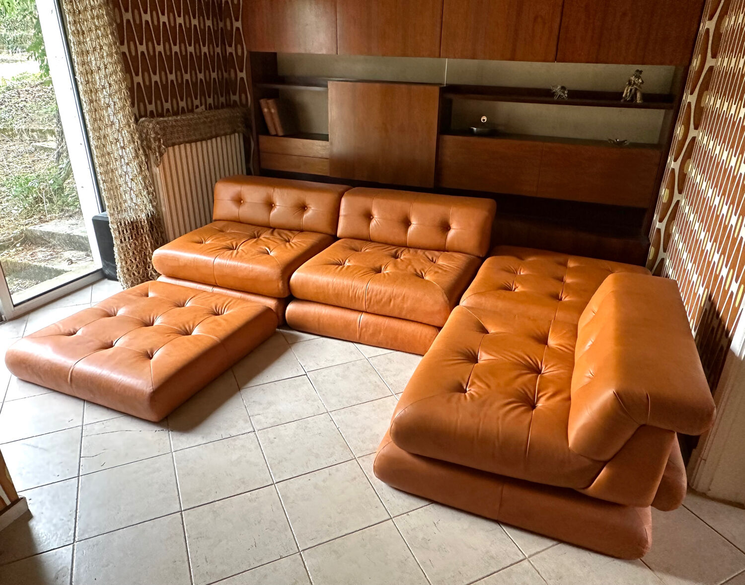 Mah Jongde Roche Bobois vintage leather lounge
