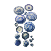 Lot of crockery in white-blue