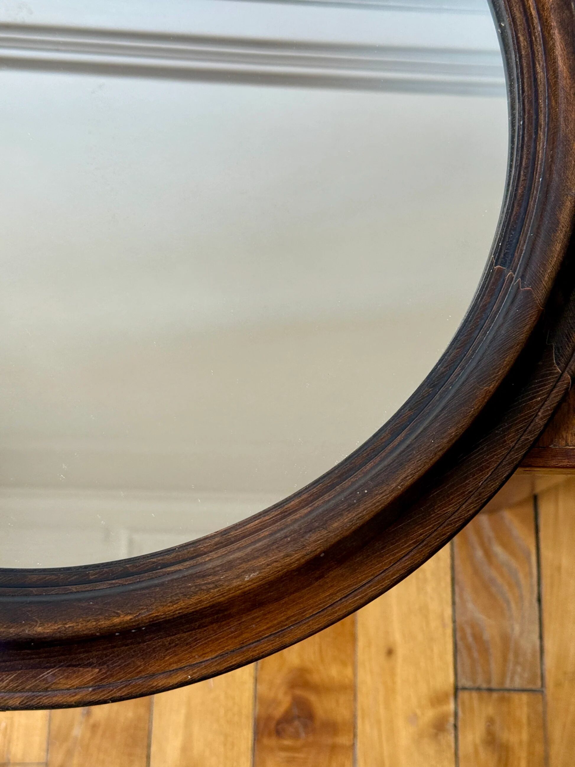 Minimalist round wooden mirror