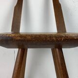 Chaise d'appoint brutaliste artisanale antique fabriquée à la main, style ferme néerlandais