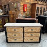 Old workshop furniture with 6 drawers.