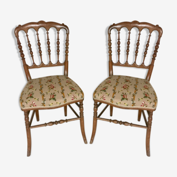 Paire de chaises Napoléon III en bois et canevas