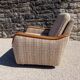 Paire de fauteuils vintage en bois et tissu