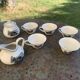 Coffee or tea service, earthenware with rustic motif, Keralux, Boch