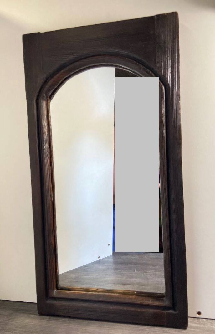 Antique Decorative Mirror Solid Oak Wood Frame Molded Vintage Art