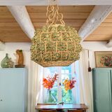 Vintage rope and wicker pendant light