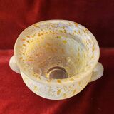 Speckled glass cup signed