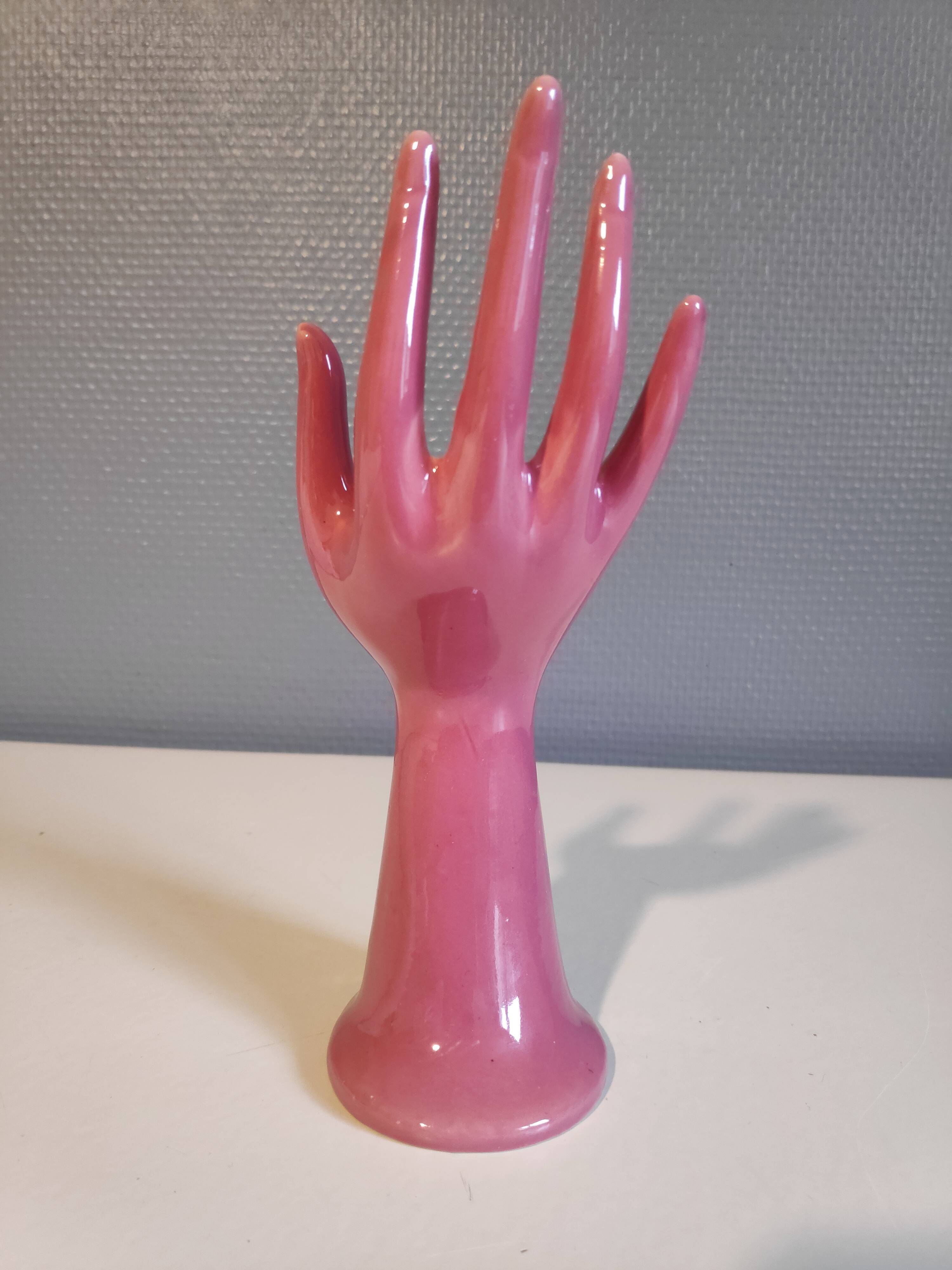 Hand pink ceramic soliflora