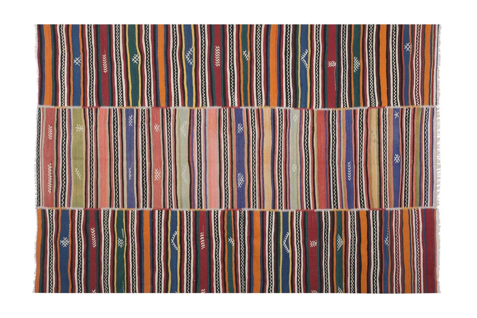 Vintage Turkish kilim handwoven 226x326 cm