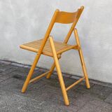 Chaise pliante en bois Mid Century avec siège à lattes