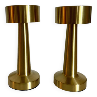 Duo of golden touch lamps