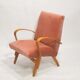 Peach velvet armchair