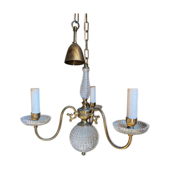 Glass and brass chandelier