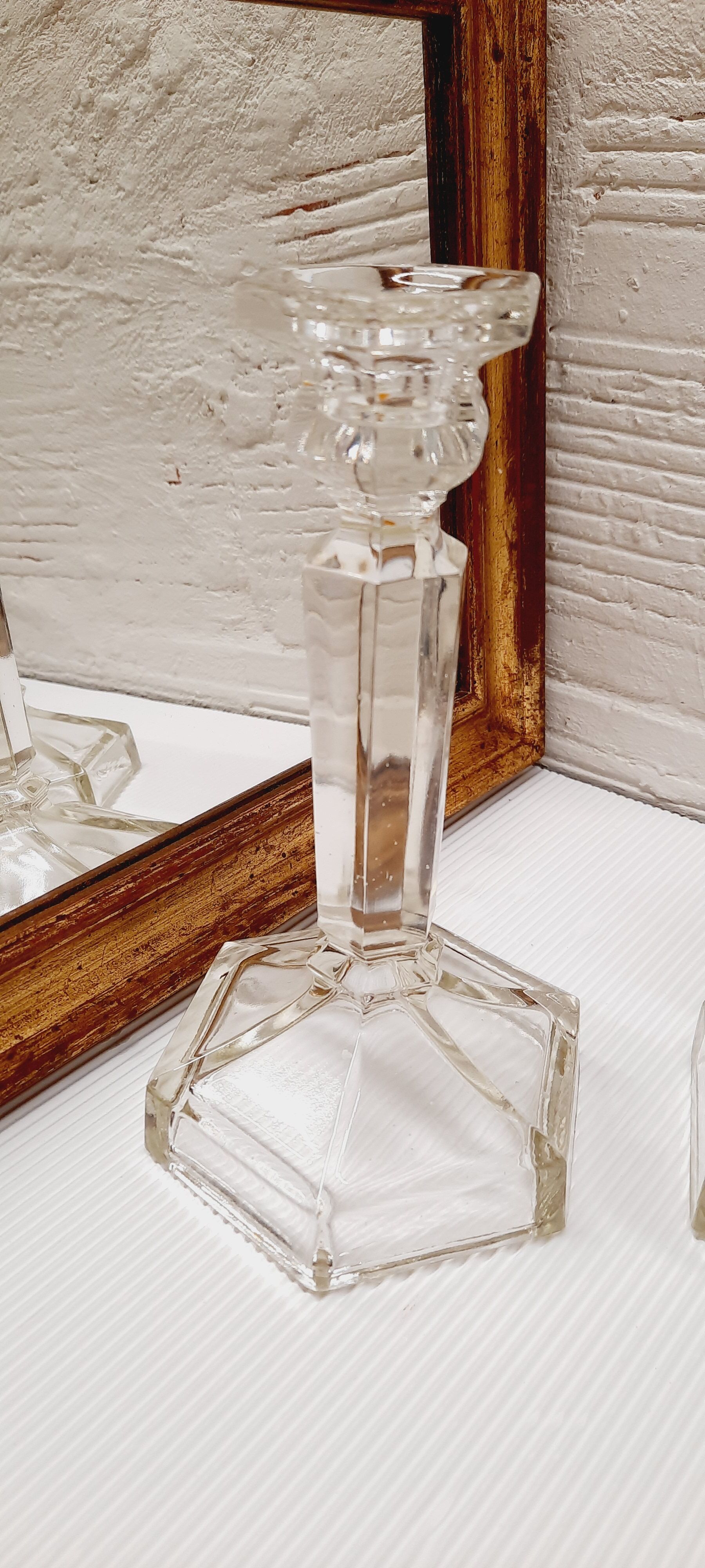Pair of glass candlesticks