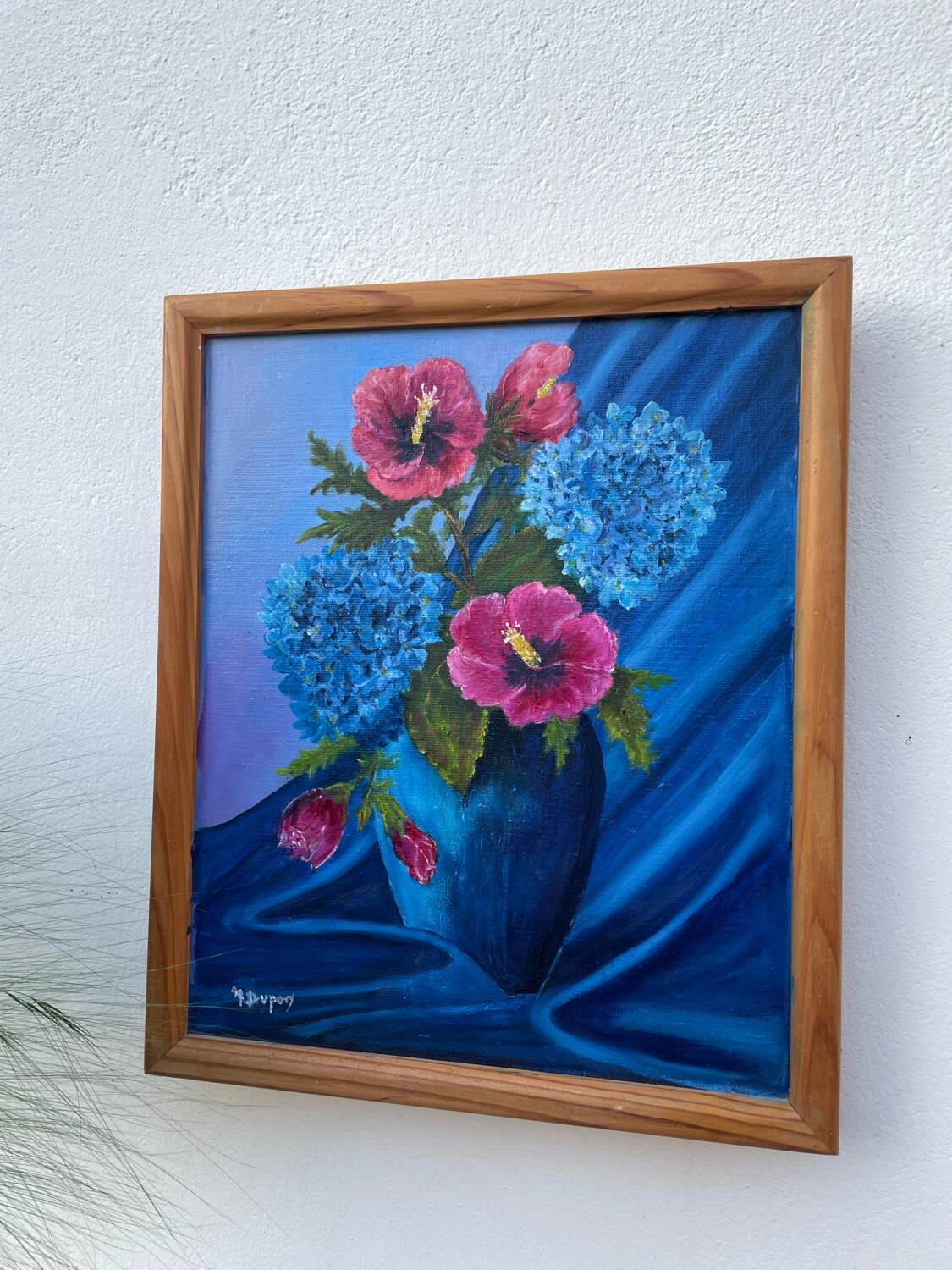 Tableau peinture bouquet de fleurs huile sur toile 