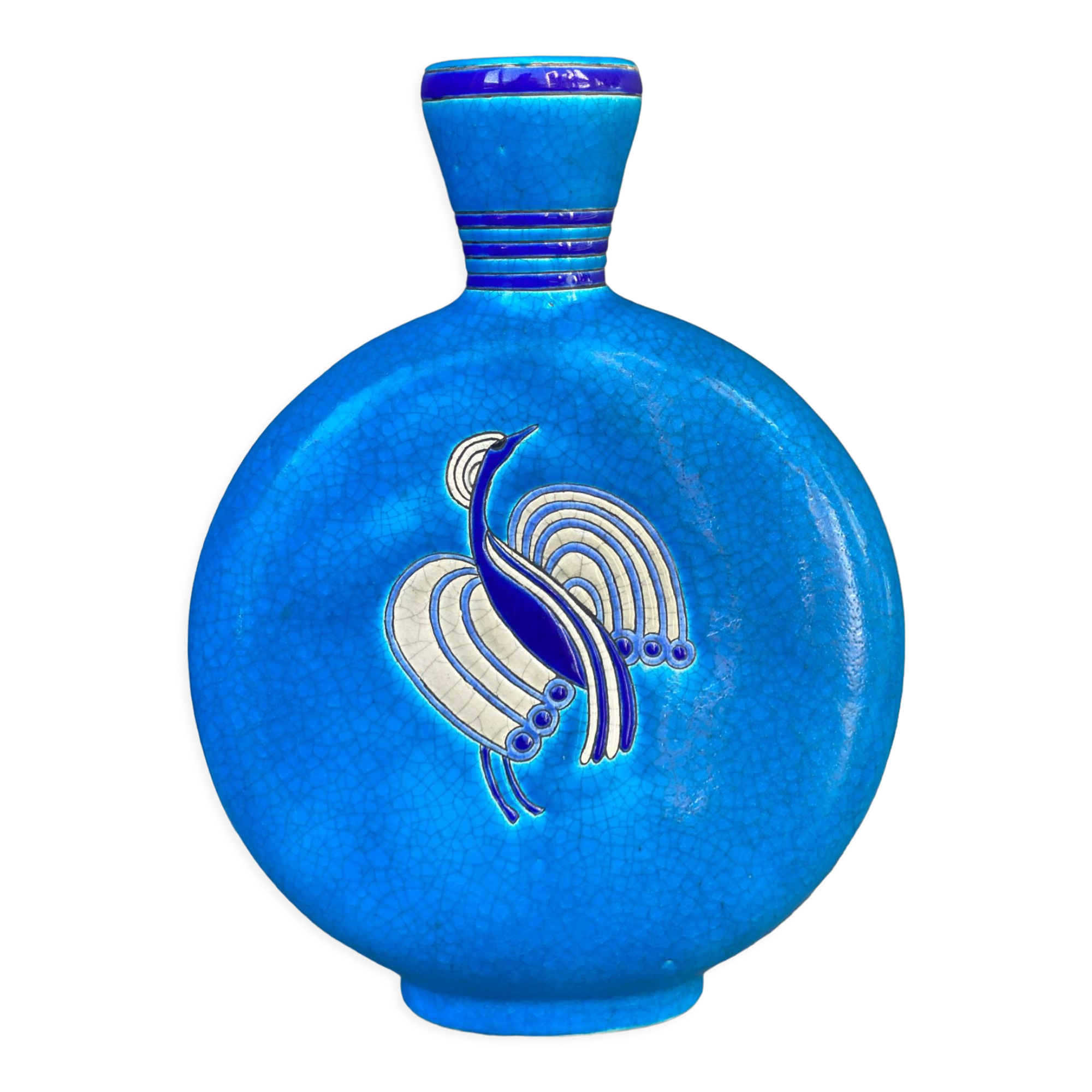 Glazed earthenware gourd vase for primavera, longwy