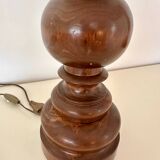 Turned wood and velvet lamp