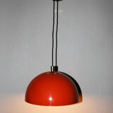 Vintage orange lacquered metal chandelier, 1970