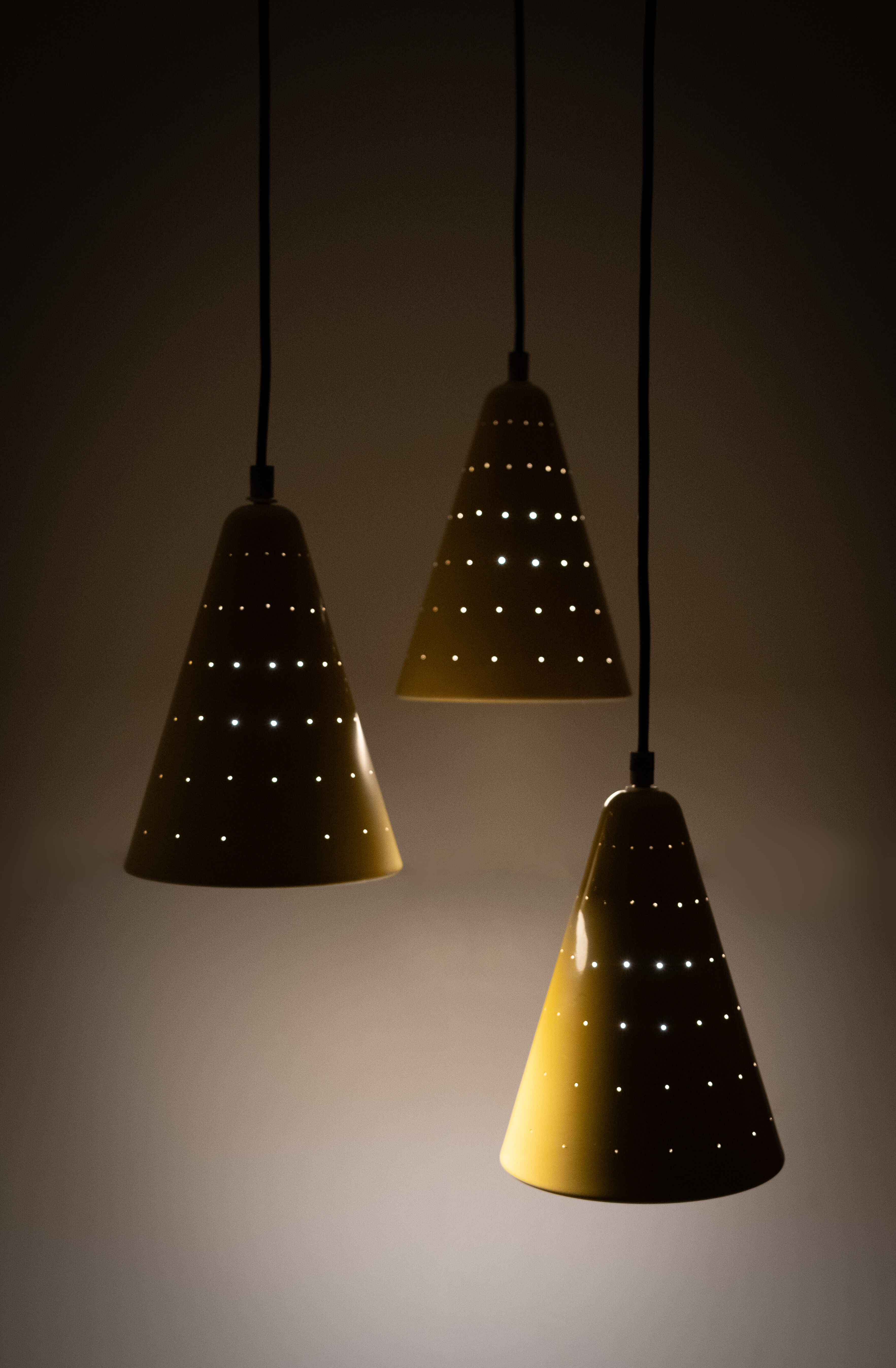 Aluminum yellow chandelier 1960s