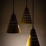 Aluminum yellow chandelier 1960s