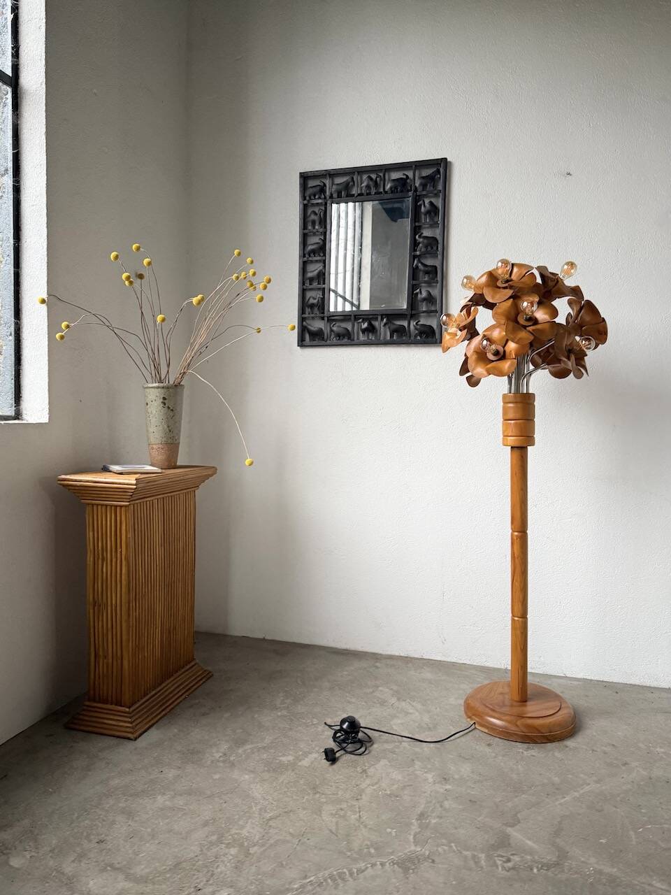 Ornamental floor lamp with "flower" patterns from the 1970s.