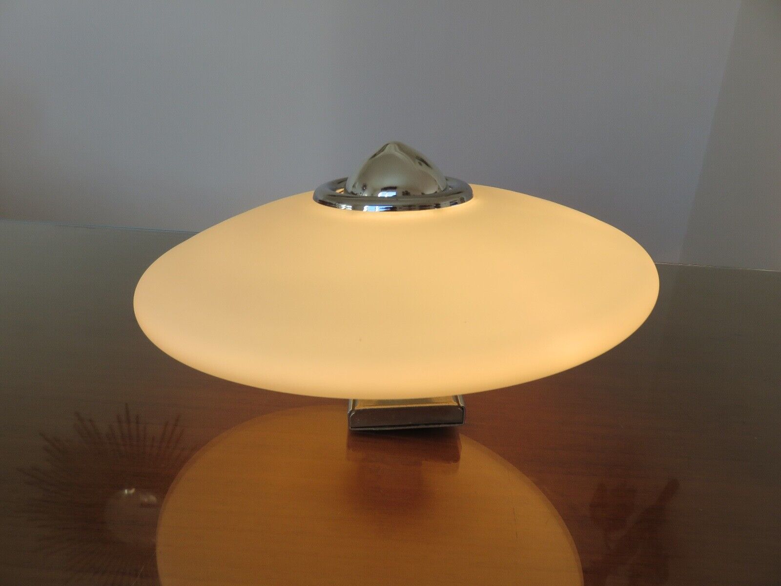 Pair of wall lamps saucer space age in white opaline 1970