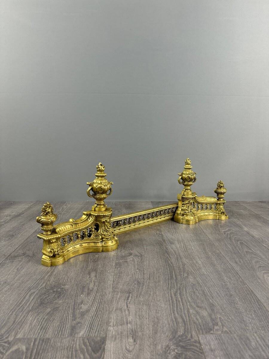 Pair of Gilt Bronze Andirons, Louis XVI Style, Late 19th Century