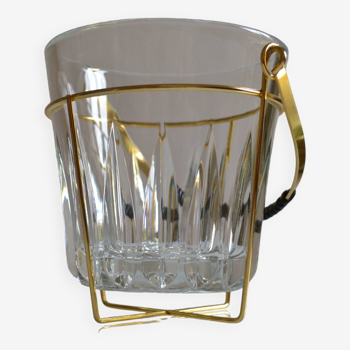 Vintage metal and glass ice bucket or ice cubes 1950 50's