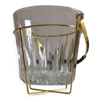 Vintage metal and glass ice bucket or ice cubes 1950 50's